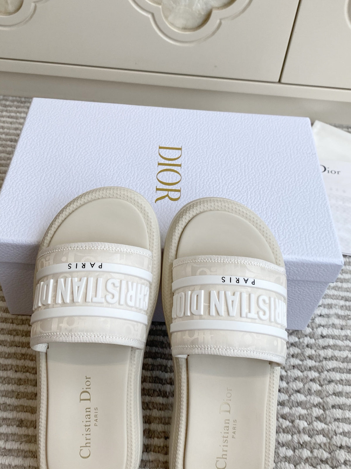 Dior New Arrival Dioriviera Dway Cotton Embroidered Platform Sandals