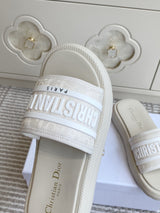Dior New Arrival Dioriviera Dway Cotton Embroidered Platform Sandals
