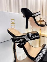 High-quality J'ADIOR strappy sandals, Dior 2026 Spring/Summer latest color Macrame, jacquard embroidered logo high-heeled color-blocked women's shoes