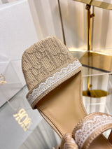 High-quality J'ADIOR strappy sandals, Dior 2026 Spring/Summer latest color Macrame, jacquard embroidered logo high-heeled color-blocked women's shoes