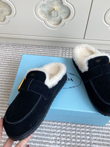 p315 Prada Fall/Winter Lambswool Mule Slippers | New Women's Boken Style