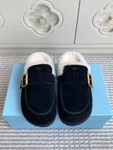 p315 Prada Fall/Winter Lambswool Mule Slippers | New Women's Boken Style