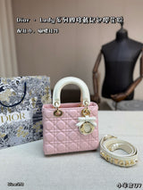 Dior Lady Classic Four-Grid Bag - Cherry Blossom Pink